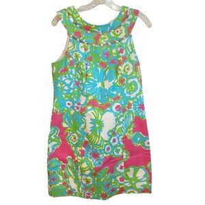 Lilly Pulitzer Boat Neck Shift Dress Size 6 Lined Bead Neckline Detail